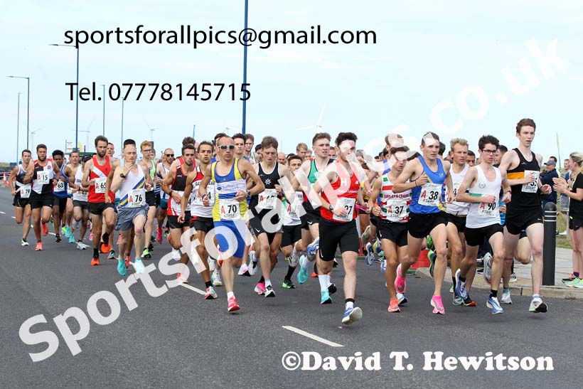 Senior mens 6 stage relay, 2021 Northern 6 and 4 Stage and Young Athletes Road Relays, Redcar. Photo: David T. Hewitson/Sports for All Pics